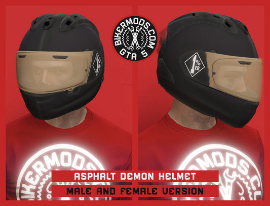 Asphalt Demon Biker Full Helmet (Closed Visor) Stealth Custom