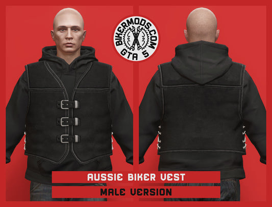 Aussie Biker Vest (Male) Hoodie Fit