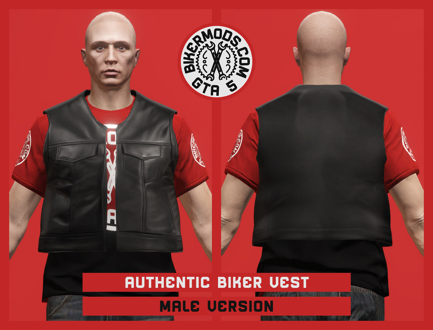 Authentic Biker Vest (Male) Shorty Open Style