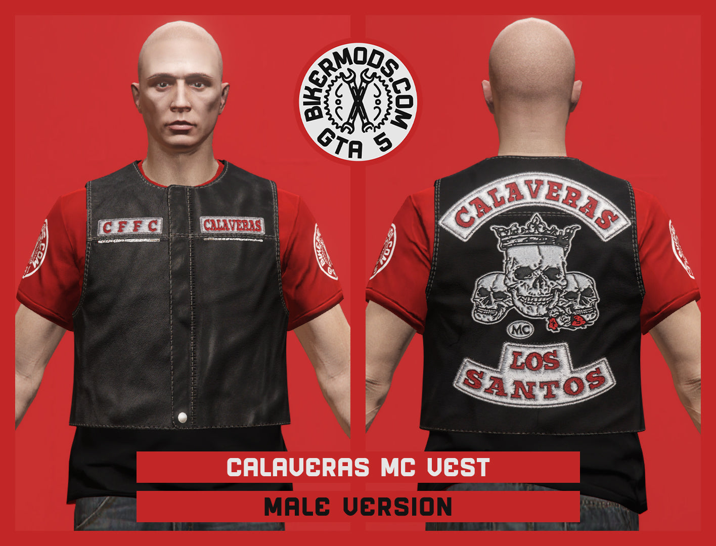 Bad Boy Dark Vest (Male) Calaveras MC LS Style
