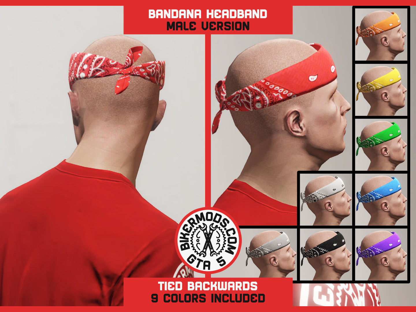 Bandana Headband Tied Backwards (Male)