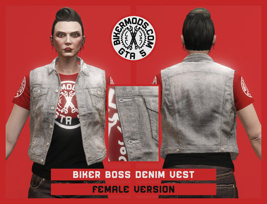 Biker Boss Denim Vest (Female) Shorty Style