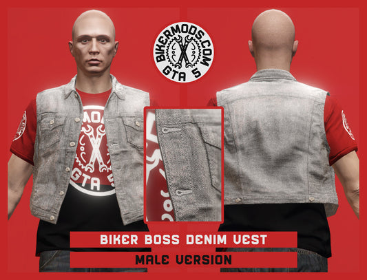 Biker Boss Denim Vest (Male) Shorty Style