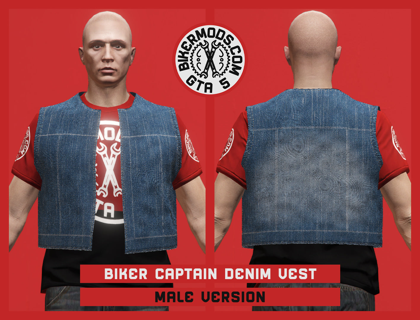 Biker Captain Denim Vest (Male)