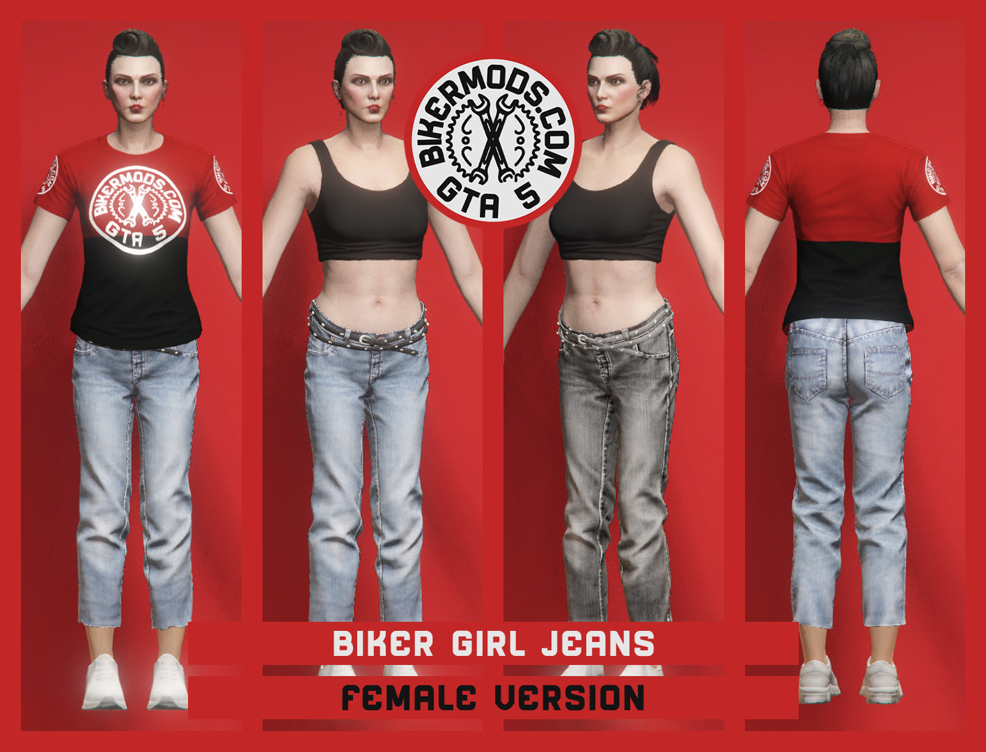 Biker Girl Jeans (Blue and Black Versions Included)