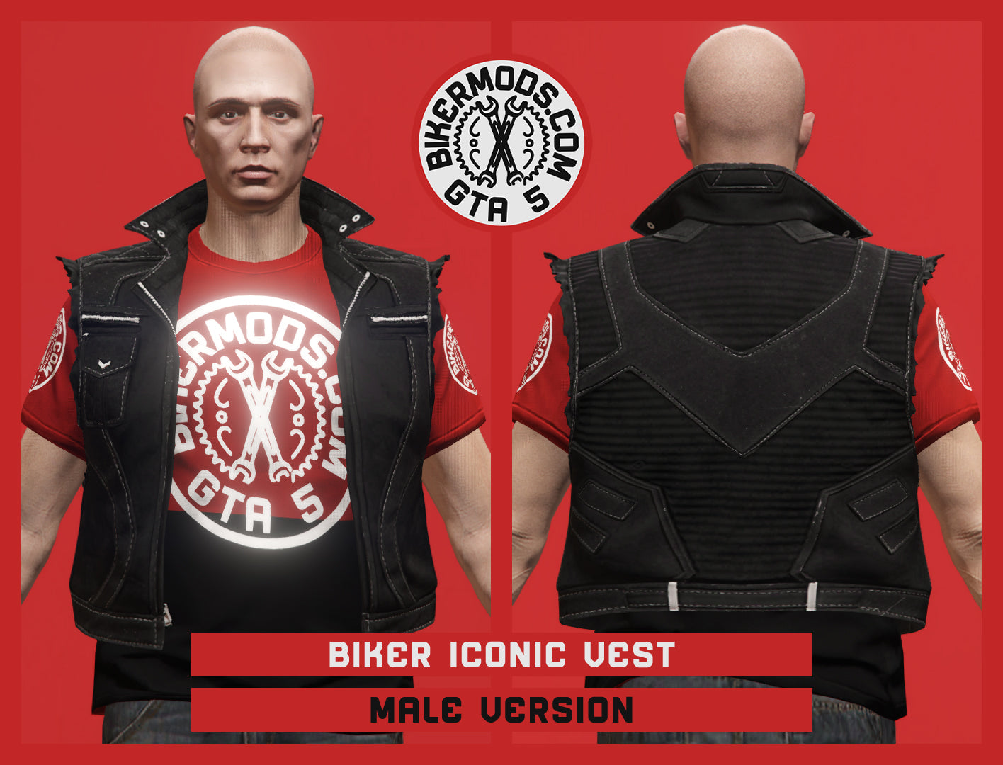 Biker Iconic Vest (Male) Dark Black Style