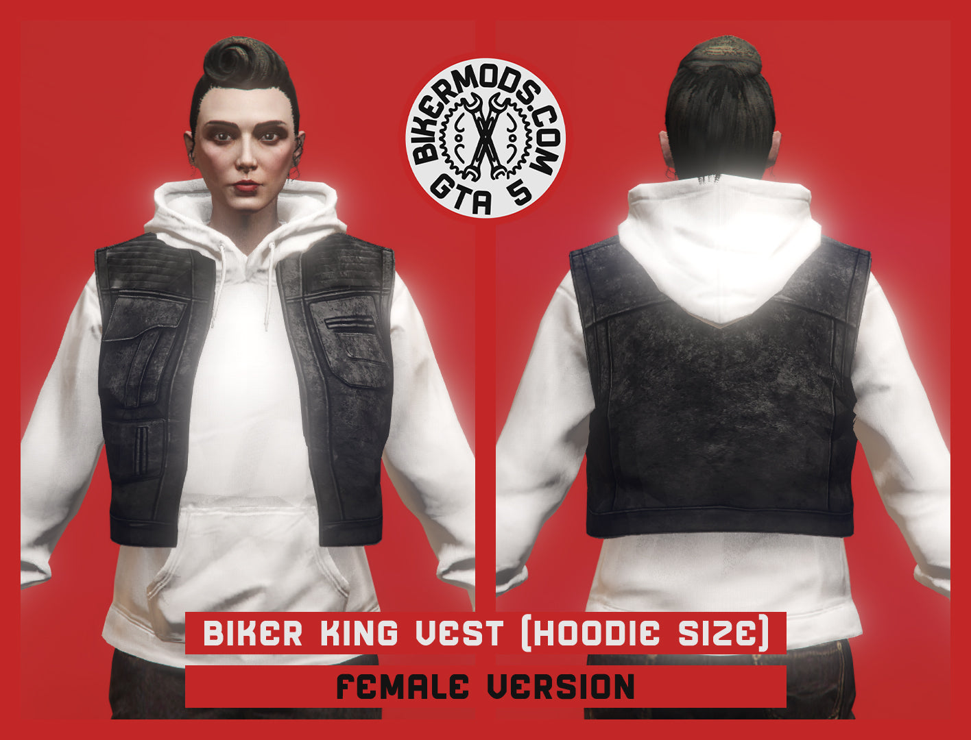 Biker King Vest (Female) Hoodie Size