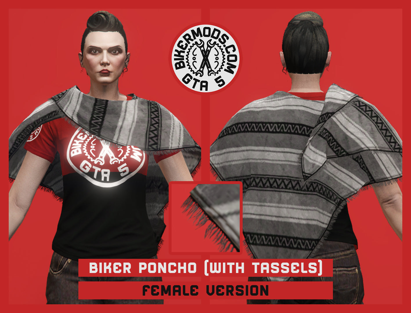 Biker Poncho (Female) Tassels Style