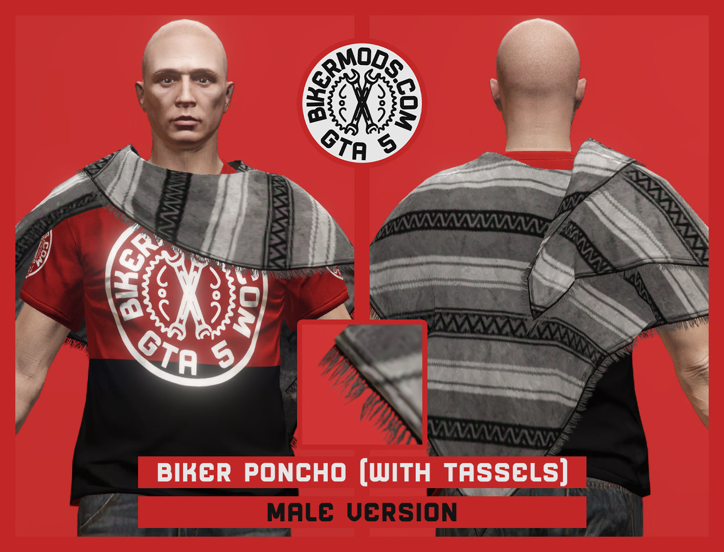 Biker Poncho (Male) Tassels Style