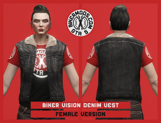 Biker Vision Black Denim Vest (Female)