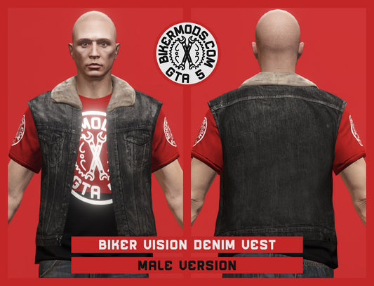 Biker Vision Black Denim Vest (Male)