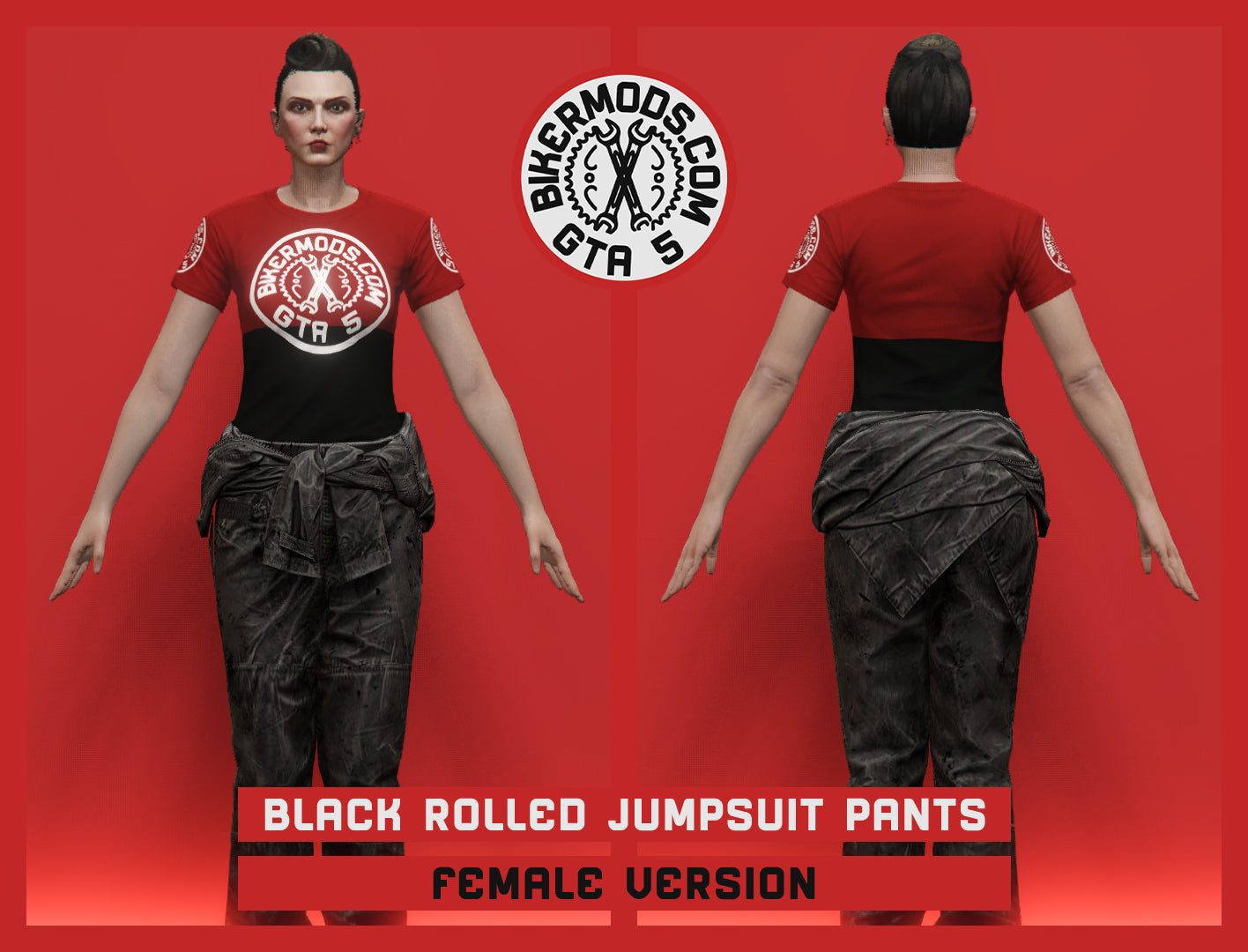 Black Rolled Jumpsuit Pants (Female)