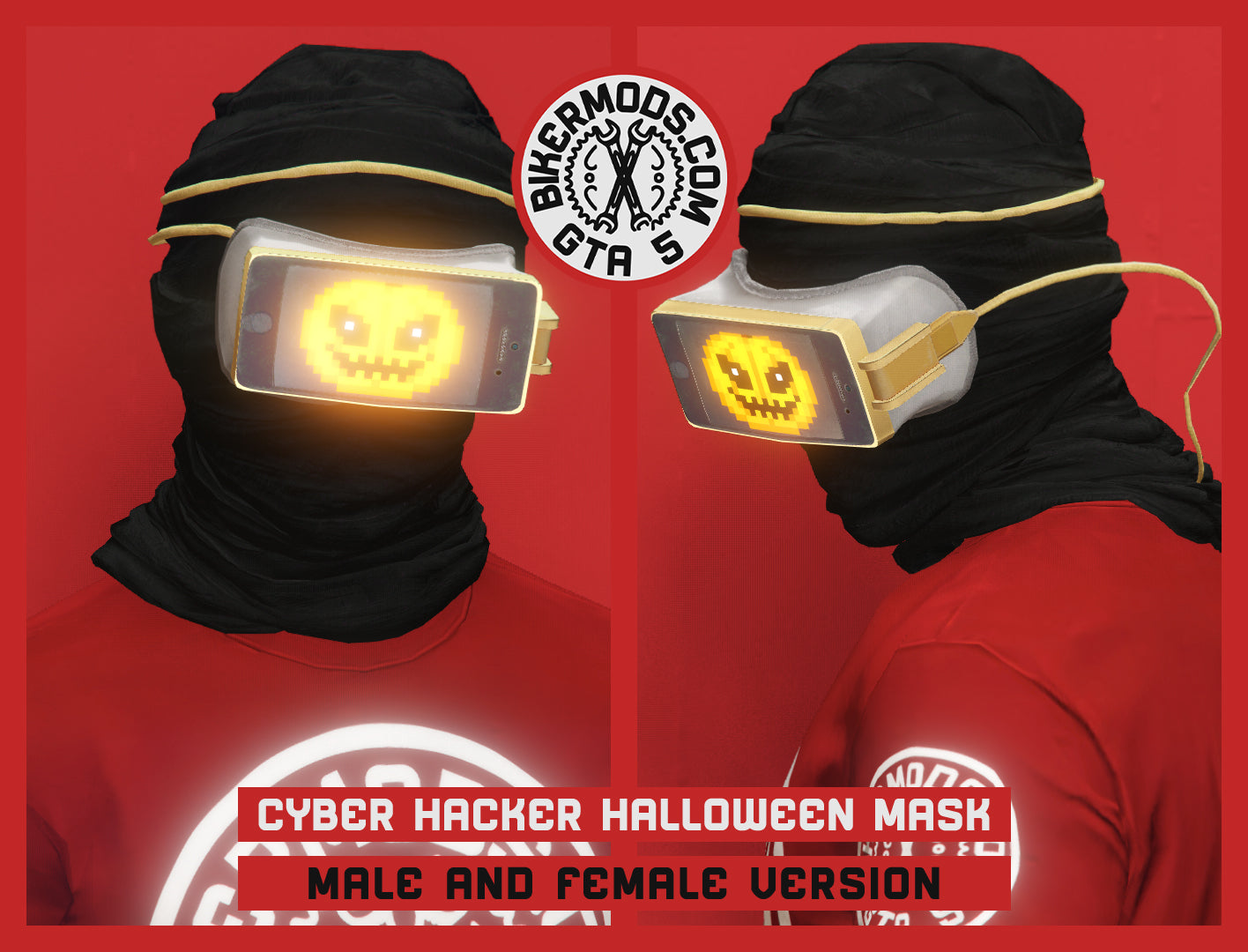 Blacked Out Cyber Hacker Halloween Mask (Pumpkin Pixel)