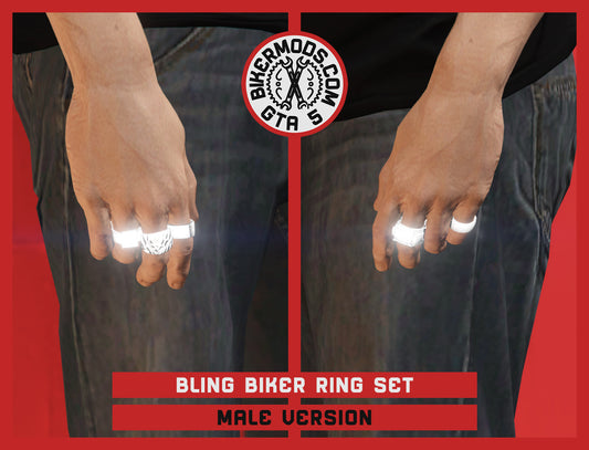 Bling Biker Ring Set (Emissive Silver)