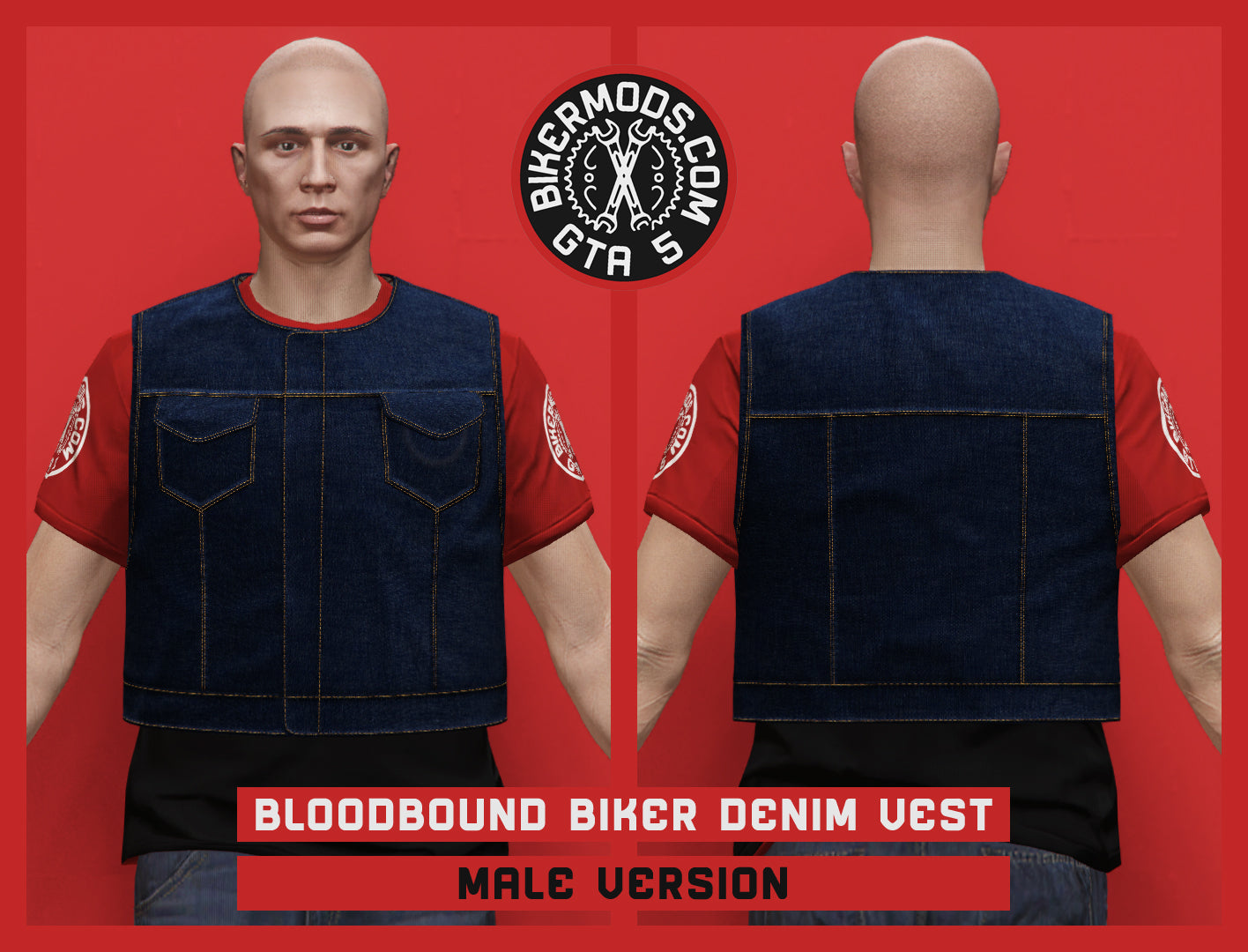 Bloodbound Biker Denim Vest (Male)