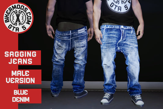 Blue Denim Sagging Jeans