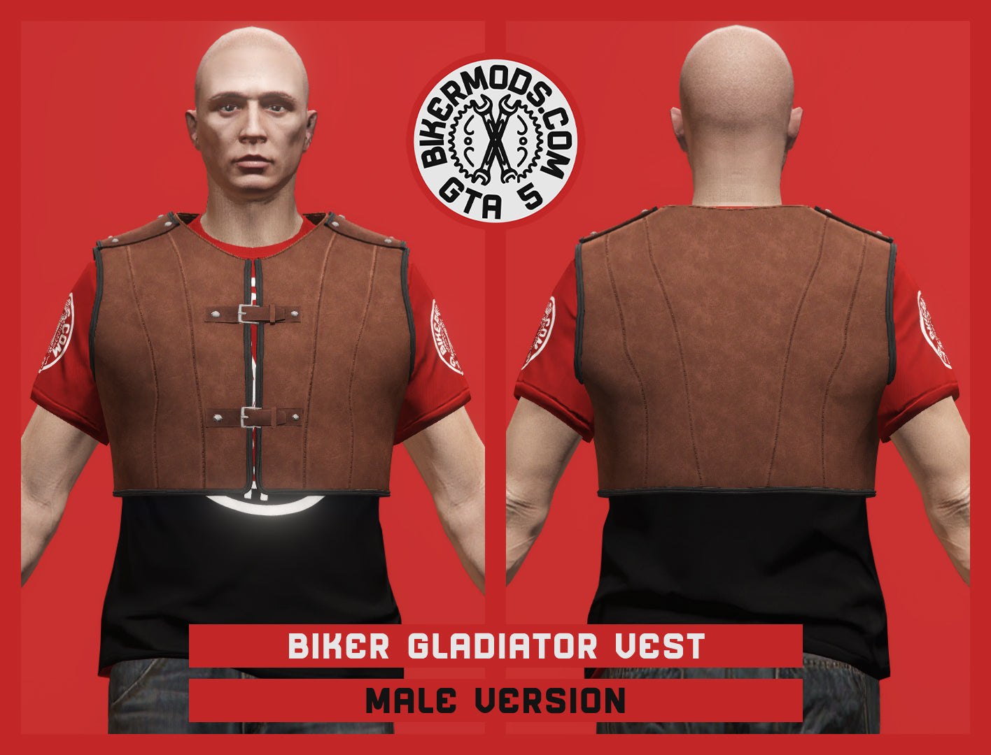 Brown Biker Gladiator Vest (Male)