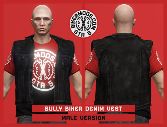 Bully Biker Black Denim Vest (Male)