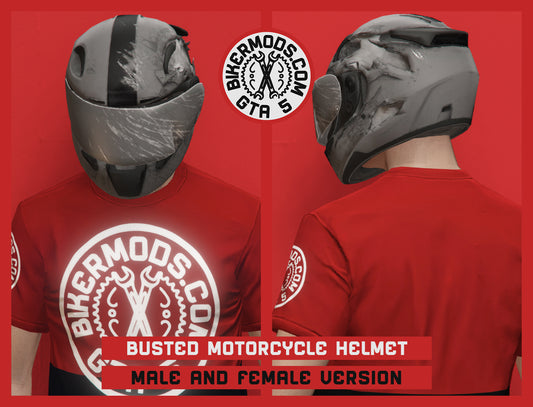 Busted Motorcycle Helmet