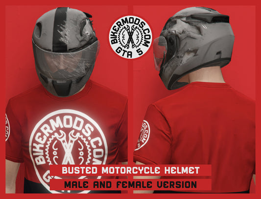 Busted Motorcycle Helmet (Transparent Visor)