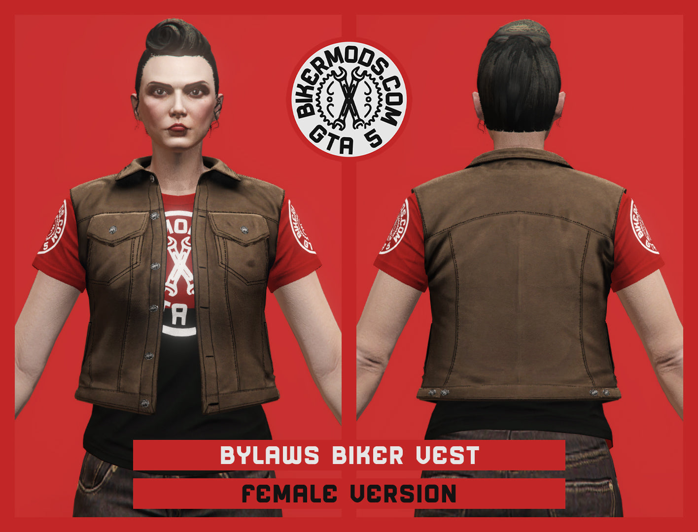 Bylaws Biker Vest (Female) Brown Shorty Style