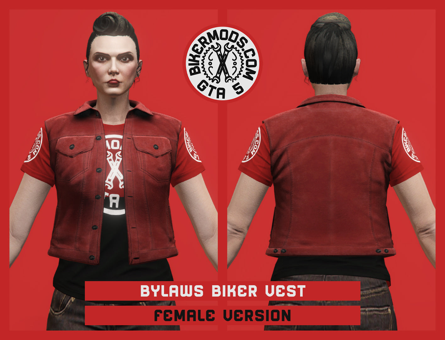 Bylaws Biker Vest (Female) Red Shorty Style