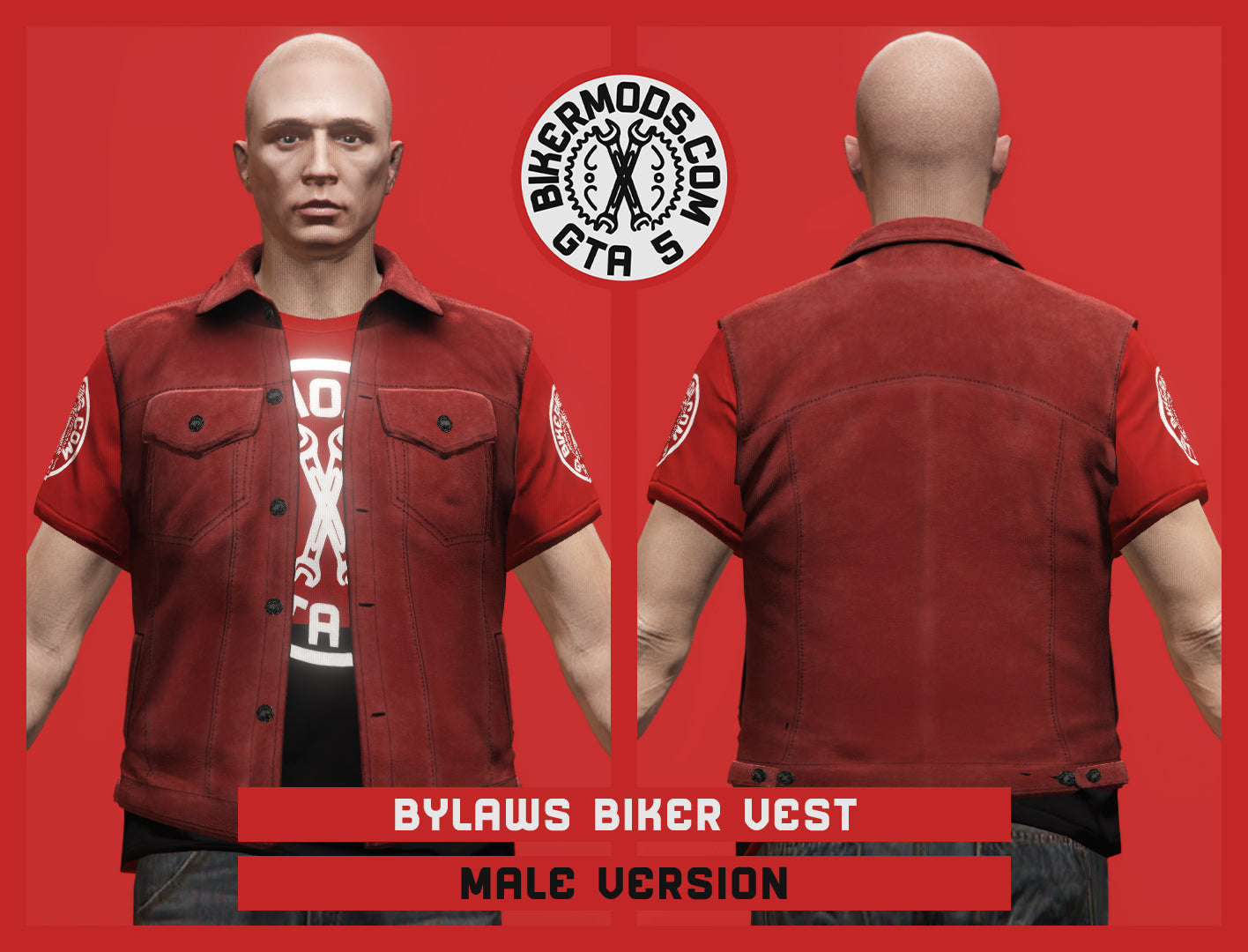 Bylaws Biker Vest (Male) Red Style