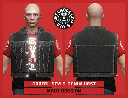 Cartel Style Black Denim Vest (Male)