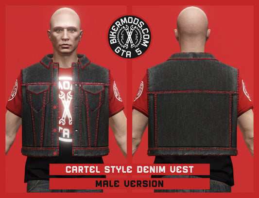 Cartel Style Contrast Red Denim Vest (Male)