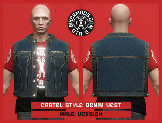 Cartel Style Indigo Denim Vest (Male)
