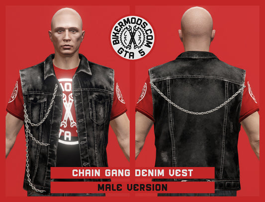 Chain Gang Black Denim Vest (Male)