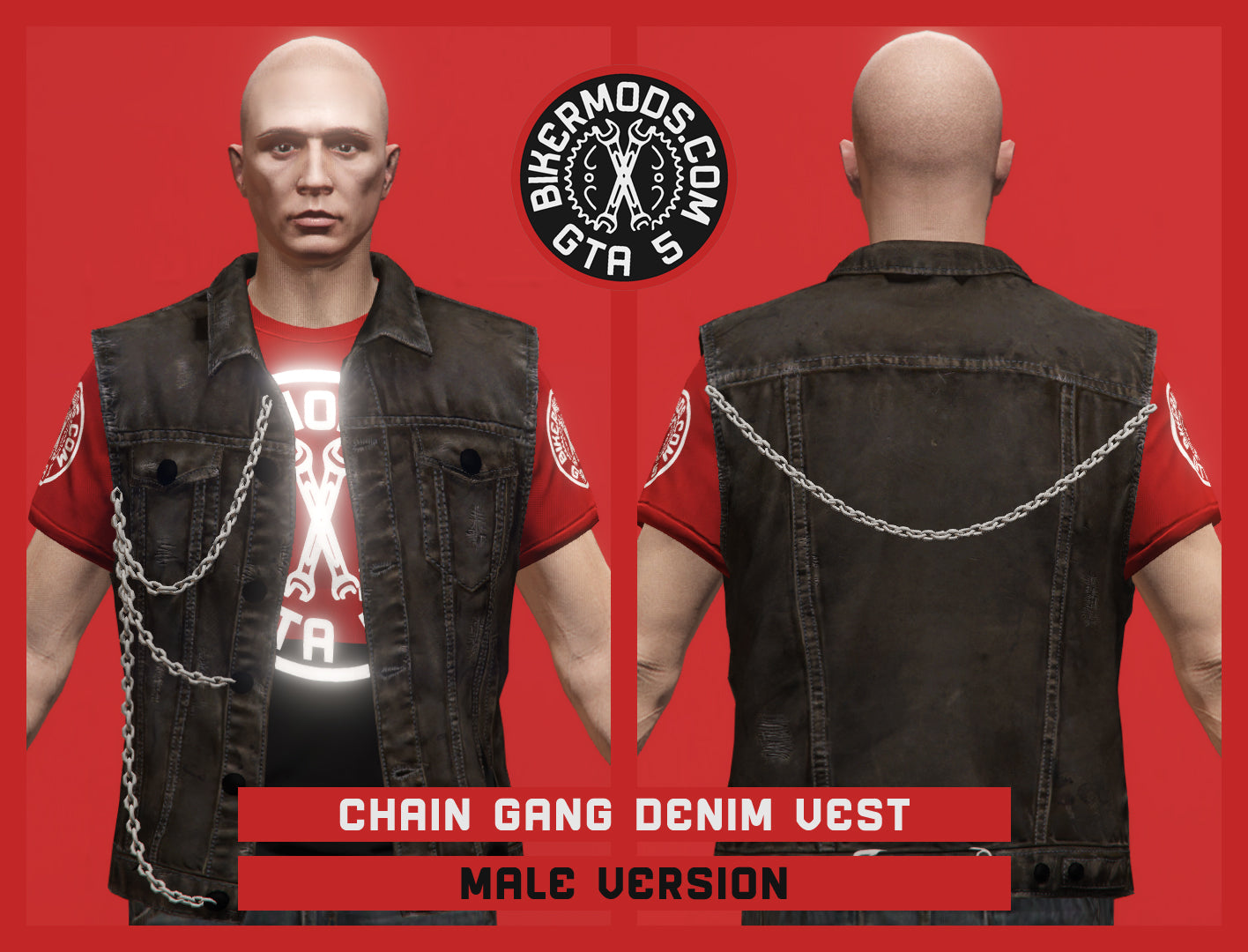 Chain Gang Brown Denim Vest (Male)