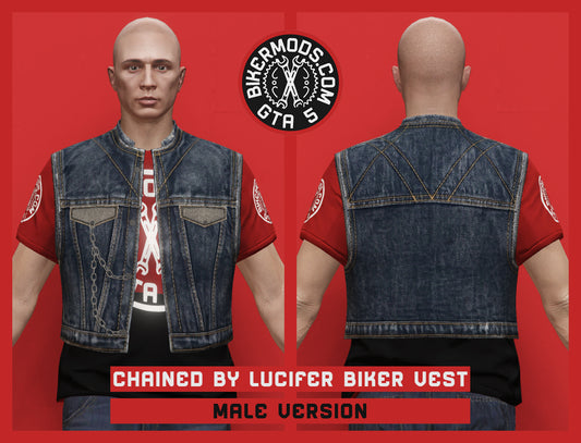 Chained By Lucifer Denim Biker Vest (Male)