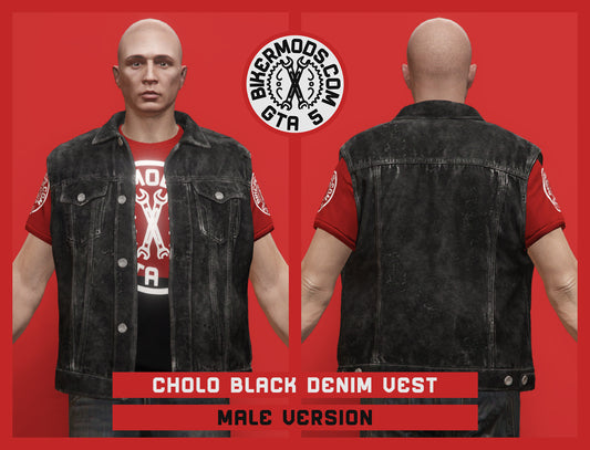Cholo Black Denim Vest (Male)