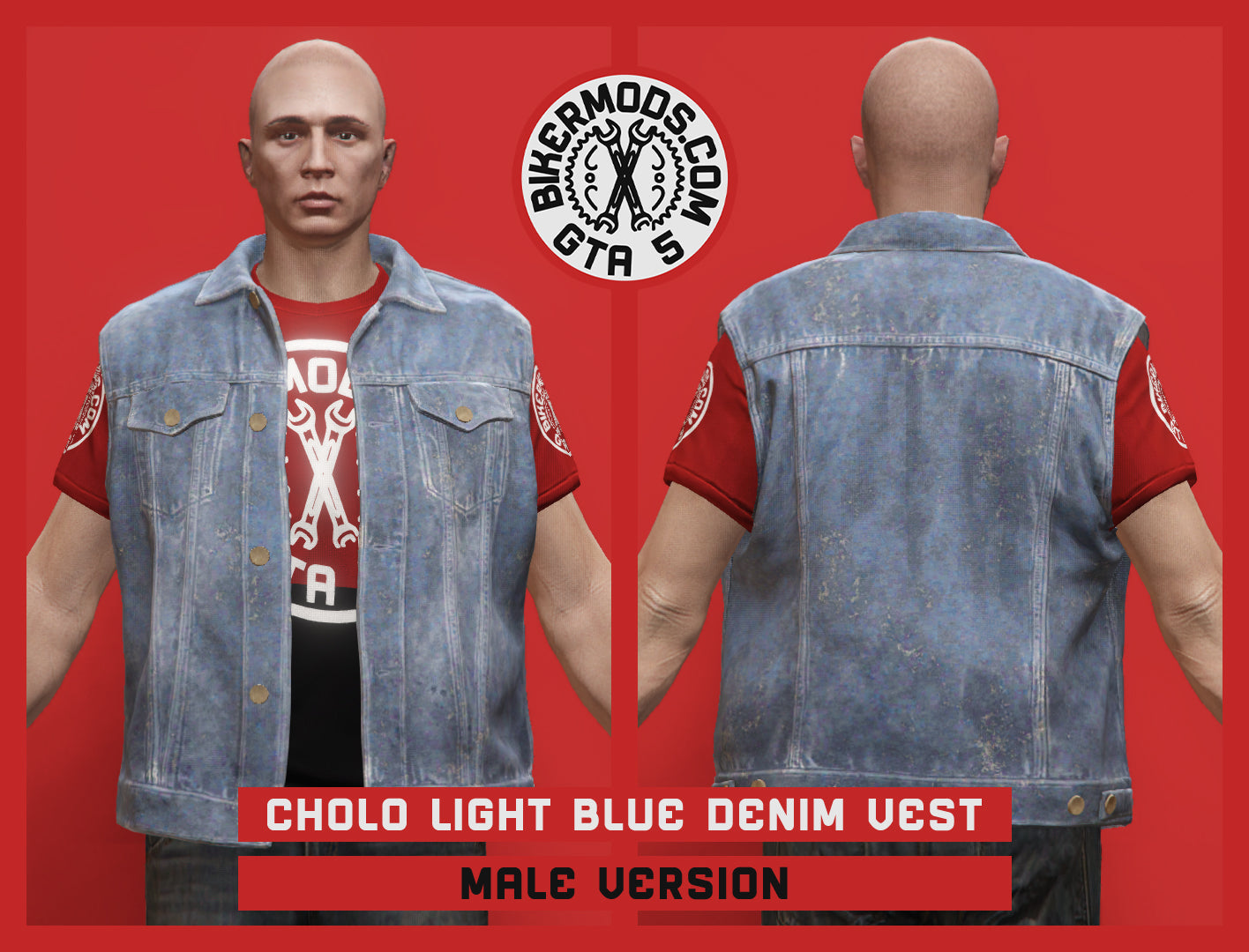 Cholo Light Blue Denim Vest (Male)
