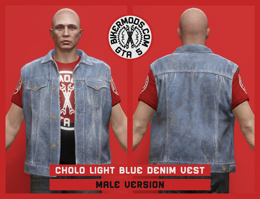 Cholo Light Blue Denim Vest (Male)