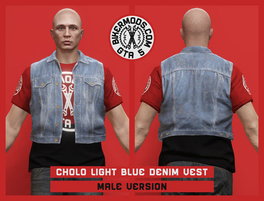Cholo Light Blue Denim Vest (Male) Shorty Style