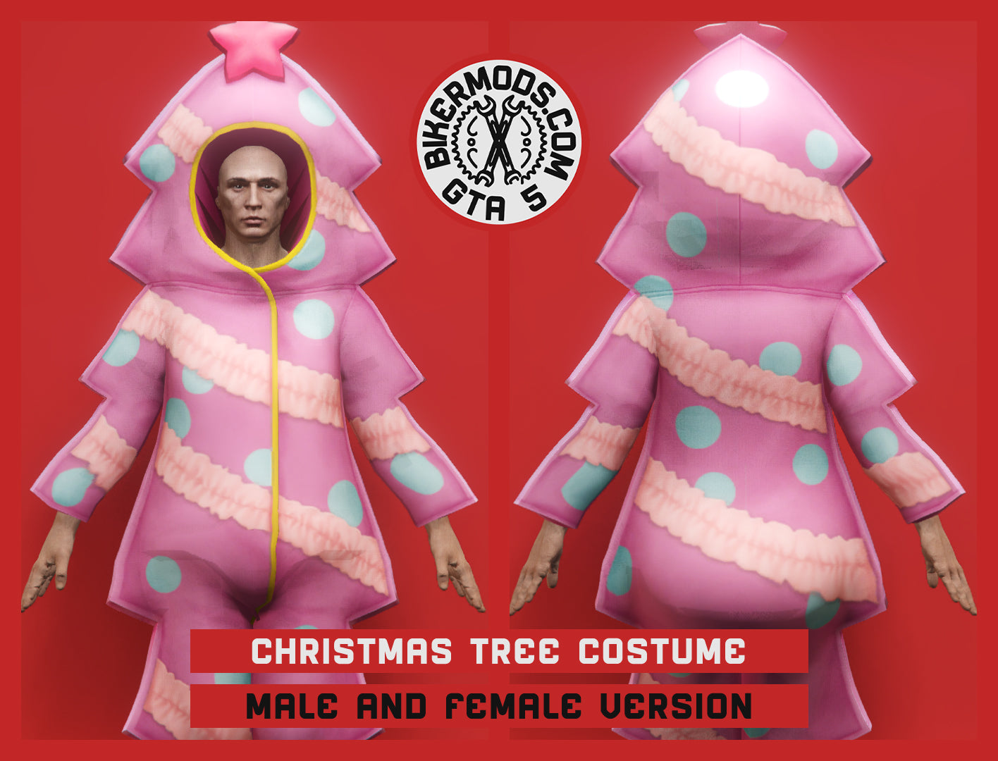 Christmas Xmas Tree Costume (Pink Tree) GTA 5 Bikermods