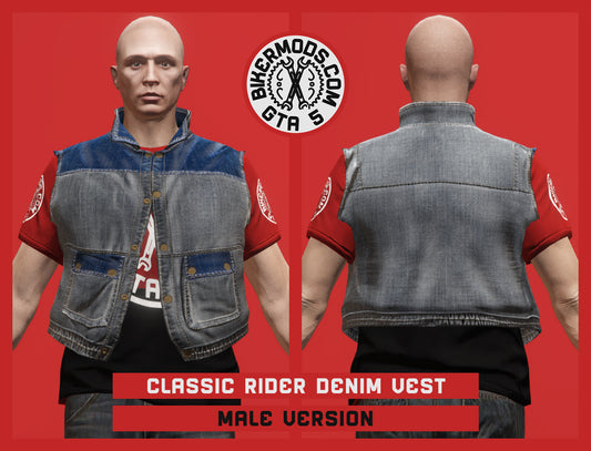 Classic Rider Denim Vest (Male) Shorty Style