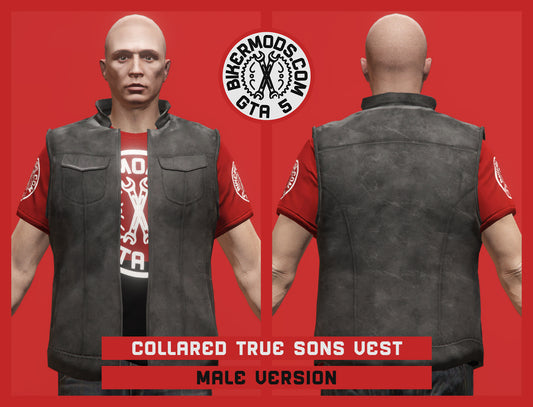 Collared True Sons Vest (Male) Matte Leather Style