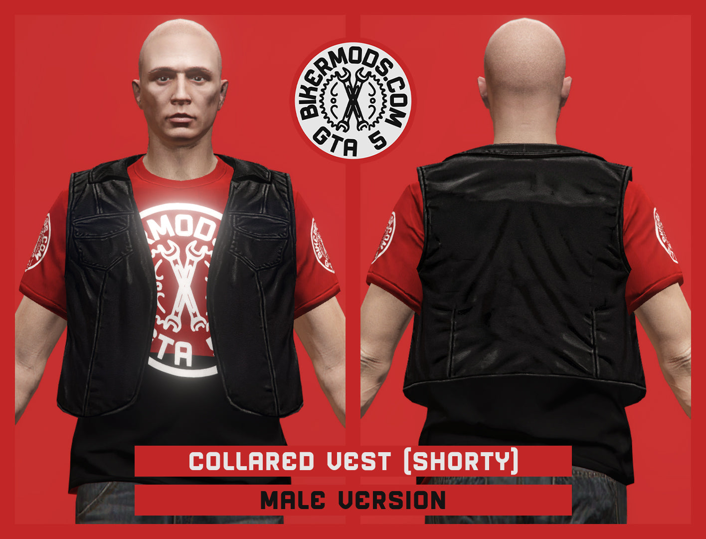 Collared Vest (Male) Black / Shorty Style