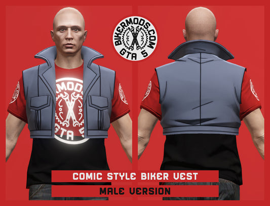 Comic Style Biker Vest (Male)