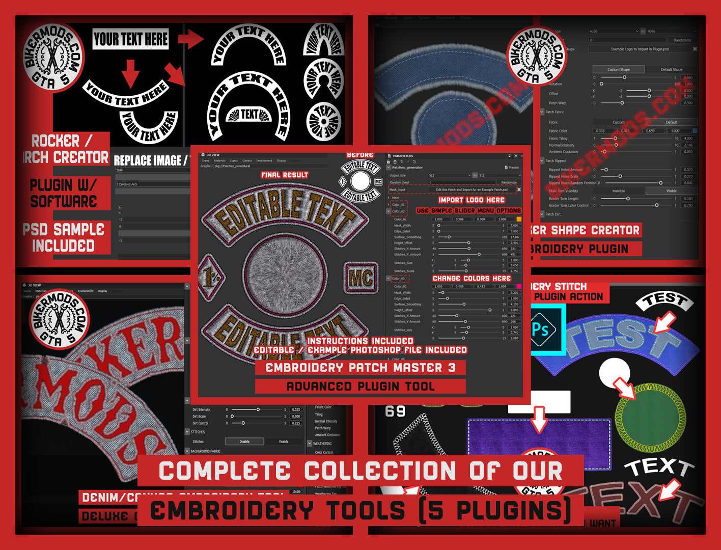 Complete Collection of our Patch Embroidery Tools (5 Plugins) [AMAZING BUNDLE DISCOUNT]