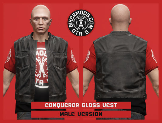Conqueror Gloss Leather Biker Vest (Male)