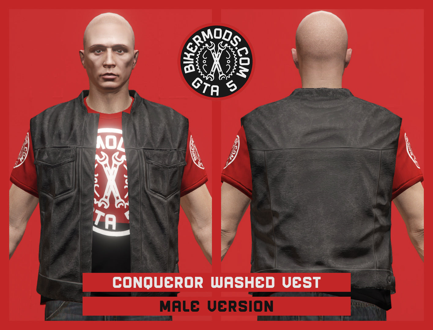 Conqueror Washed Biker Vest (Male)