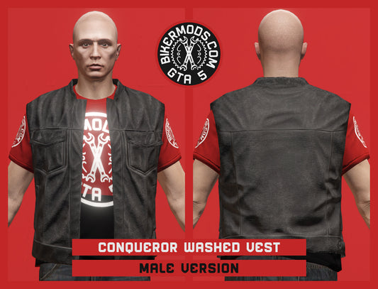 Conqueror Washed Biker Vest (Male)