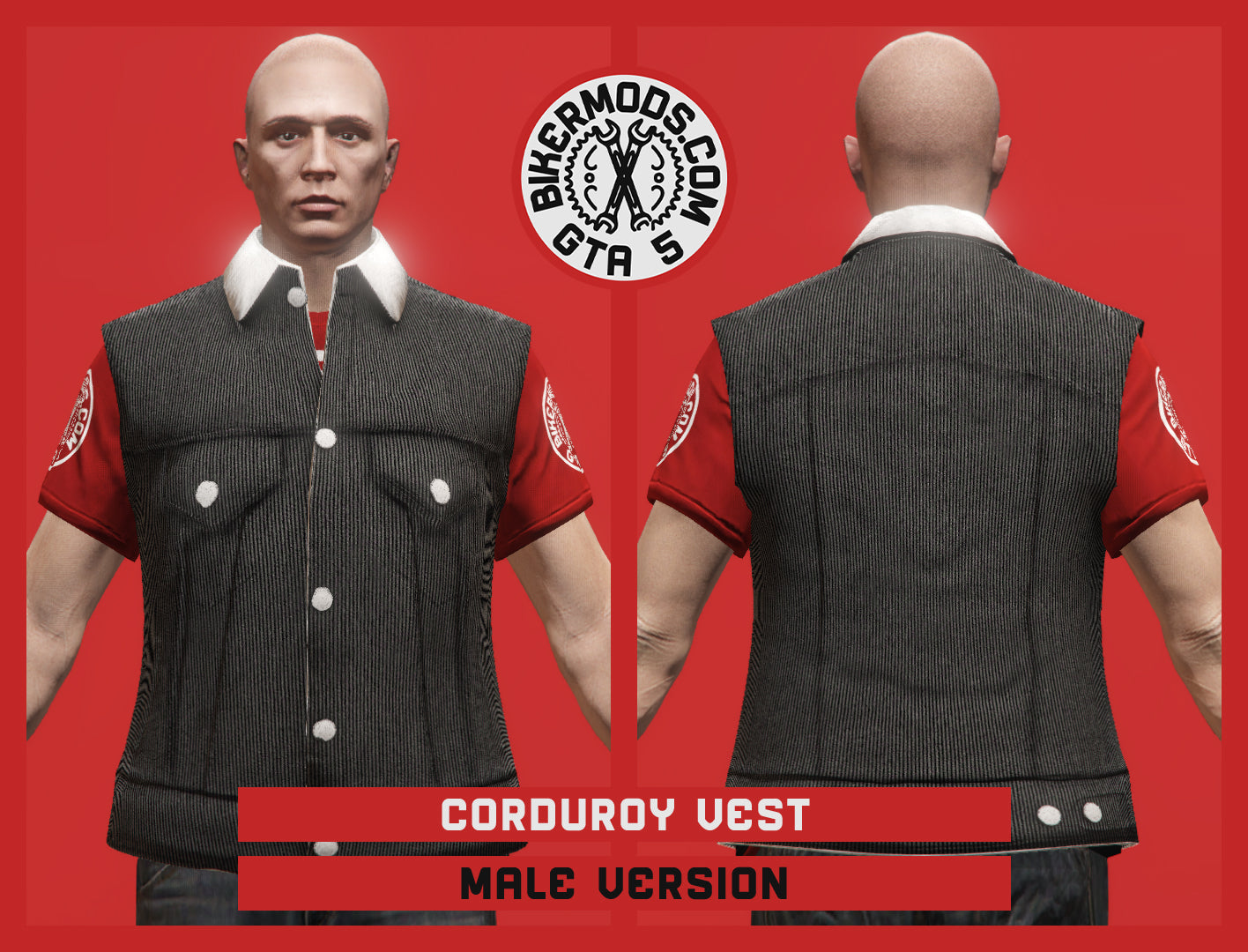 Corduroy Vest (Male) Black Style