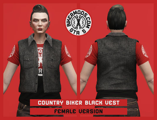 Country Biker Black Vest (Female)