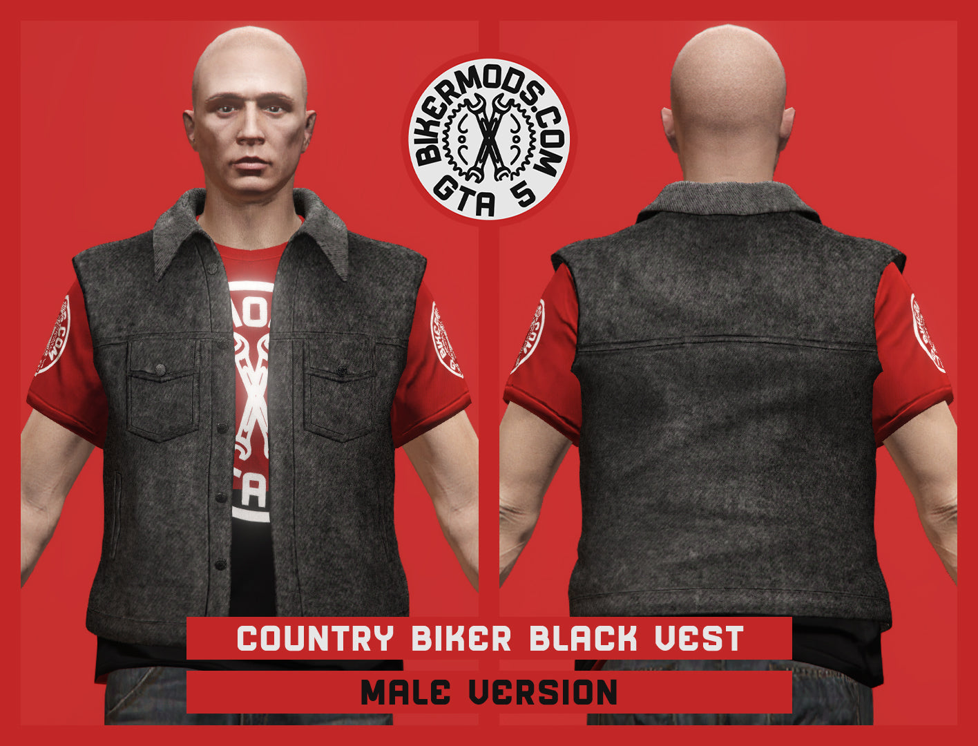 Country Biker Black Vest (Male)