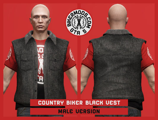 Country Biker Black Vest (Male)